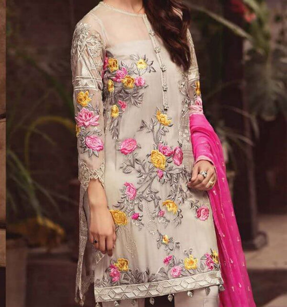 Unstitched embroidered Chiffon